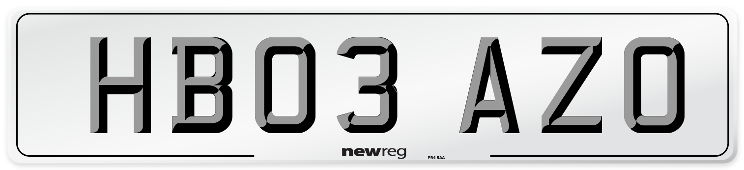HB03 AZO Number Plate from New Reg